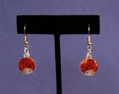 Red Ladybug Earrings  - Hanging -  Little Bug Shrinky Dink - Shrink Plastic