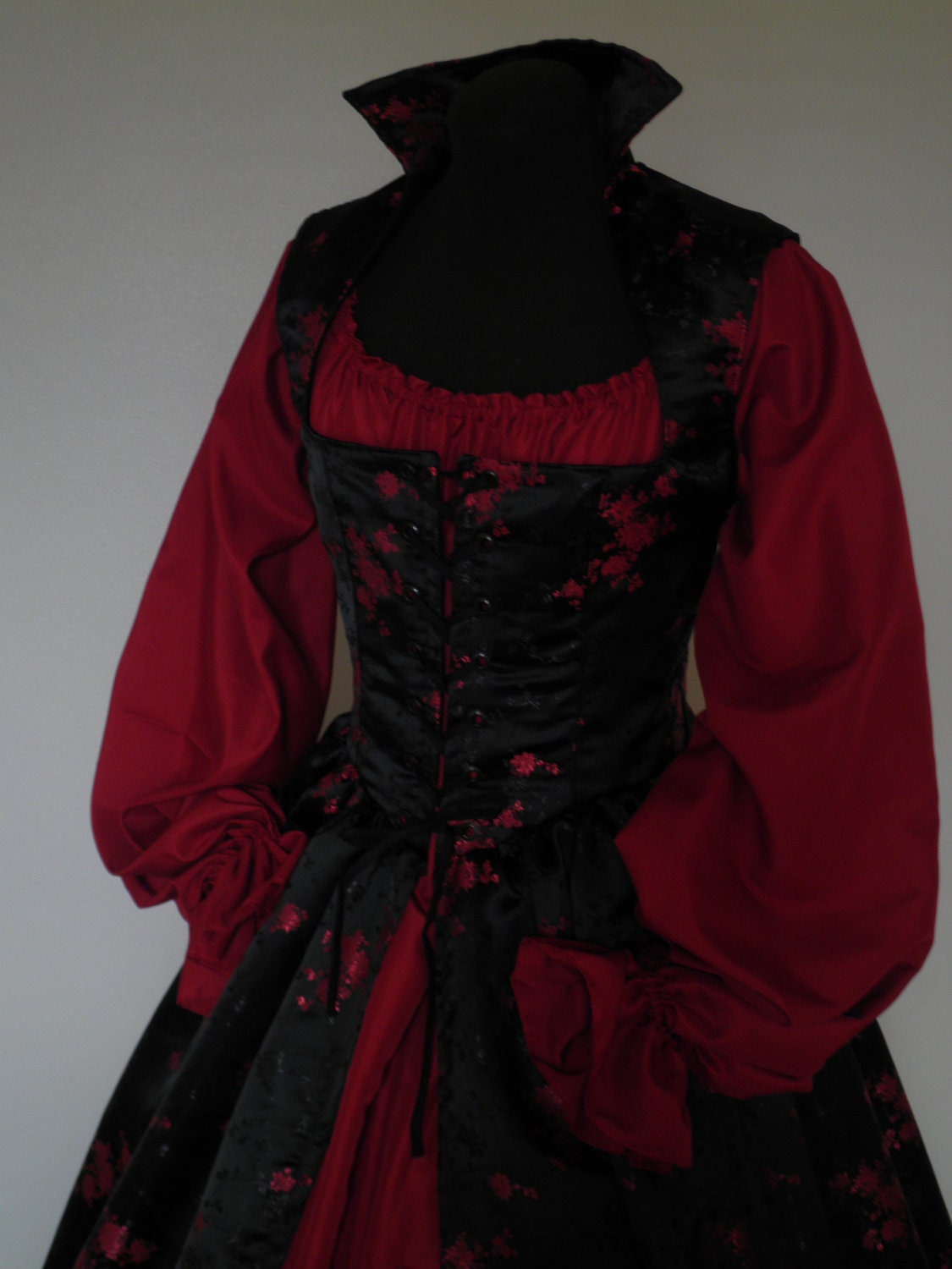 Black and Red Fantasy Renaissance Over Gown Dress Many Sizes Available
