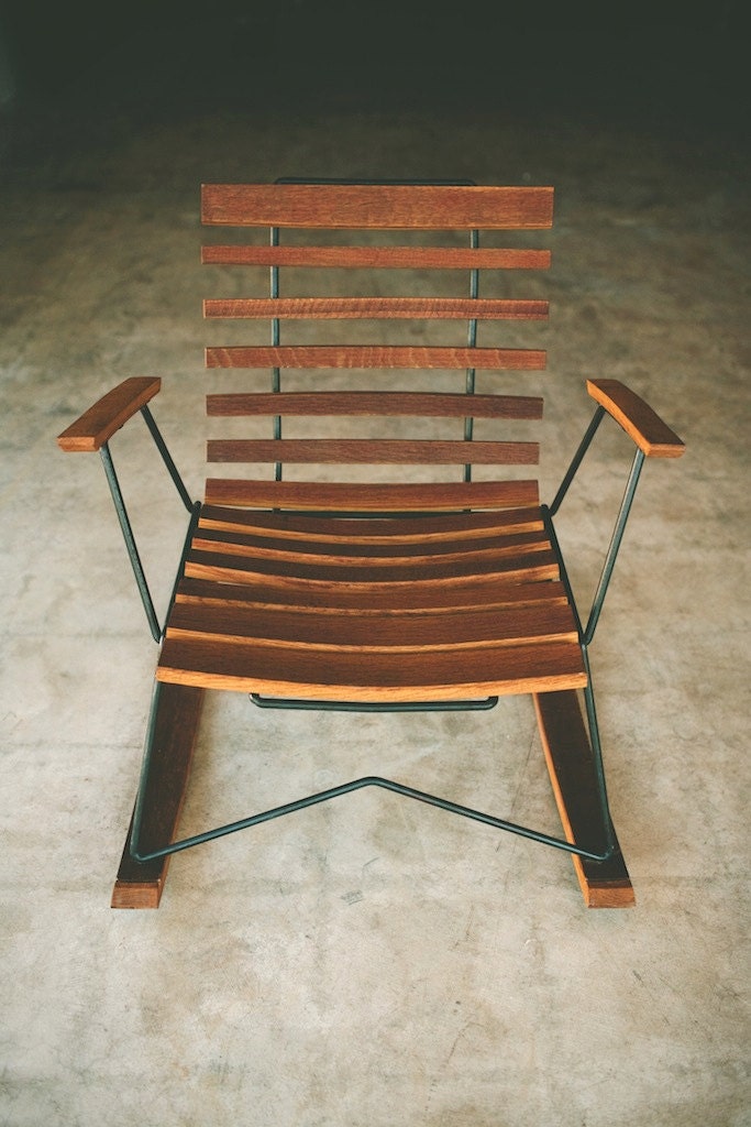 Cask Rocker, handcrafted rocking chair, rustic modern