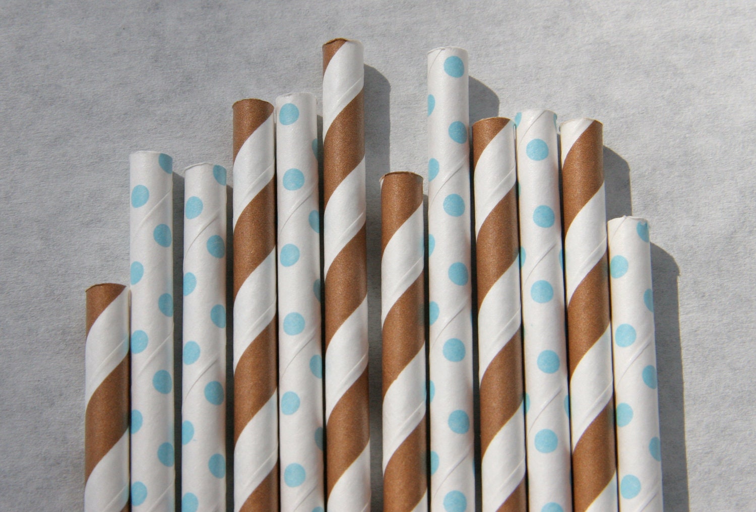 Boy Baby Shower Paper Straws in Blue Dots and Brown Striped Paper Straws, 100 Pack Il_570xn