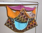 Medium Triple Bunk Hammock "Neon Ripples Print with Mixed Fleece Lining" Rat, Ferret, Sugar Glider