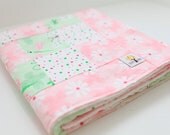 Baby Blanket for Girl Butterfly Dragonfly & Polka Dots Patchwork