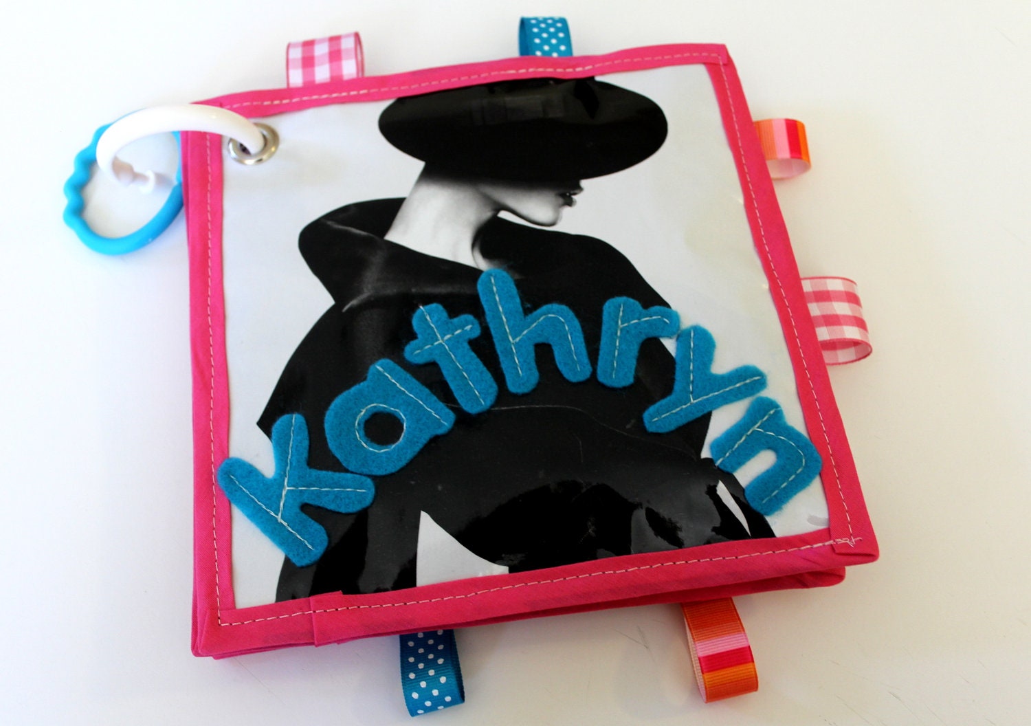 Personalized Baby Fashion Magazine (Harpers Bazaar, InStyle, Fashion, Baby Girl): crinkle taggie