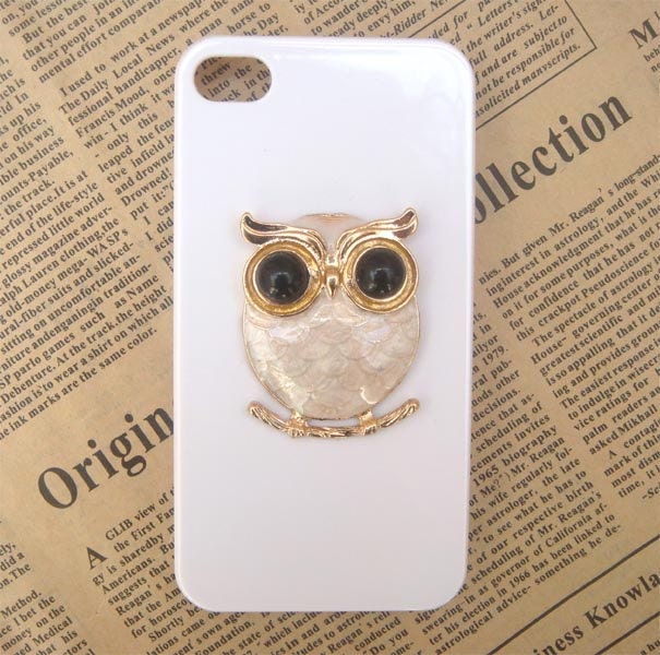 Steampunk Owl White hard case For Apple iPhone 4 case iPhone 4s case cover