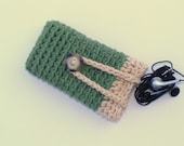 Cell Phone Case, Crochet iPhone 5 or Blackberry Cell Phone Case or Cover Sleeve with Earphone Storage Room