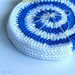 Crochet Coasters. Set of 4 pcs. Spiral. Blue-White. Placemat doilies.