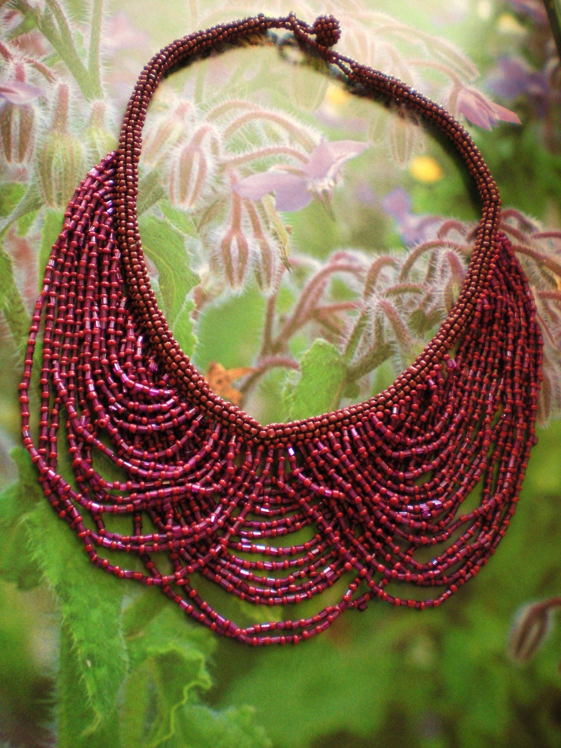Beaded Multistrand Cascading Bib Necklace