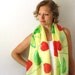 Yellow Silk Scarf - Strawberries Scarf - Hand Painted Silk Scarf - Summer Fashion