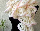 Ruffle Scarf Crochet Pattern PDF, "Winter Honeymoon" Gorgeous Ivory Ruffled Scarf Tutorial Pattern, Lyubava Crochet Pattern number 47