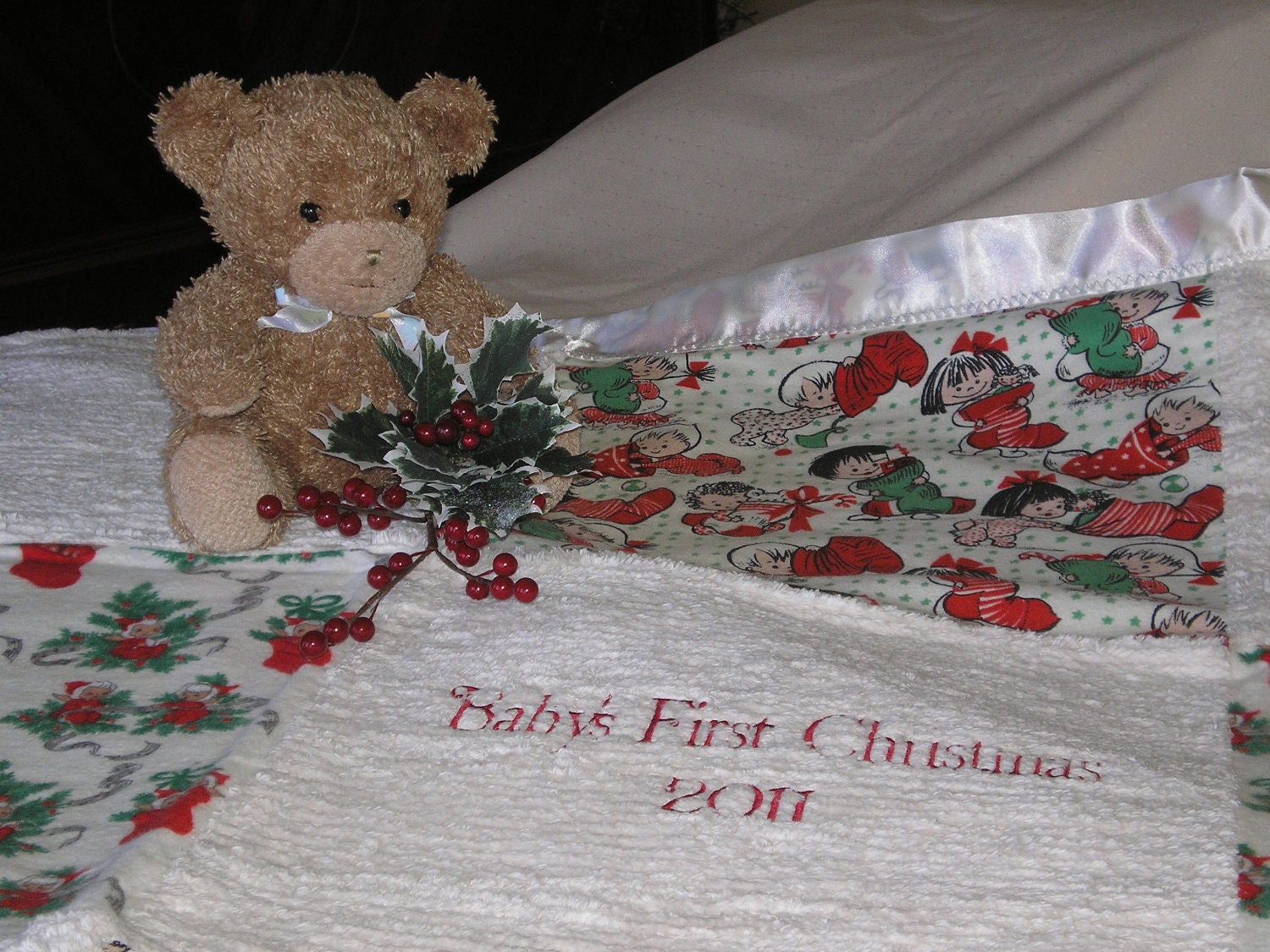 Baby's First Christmas (Personalized) Chenille Blanket