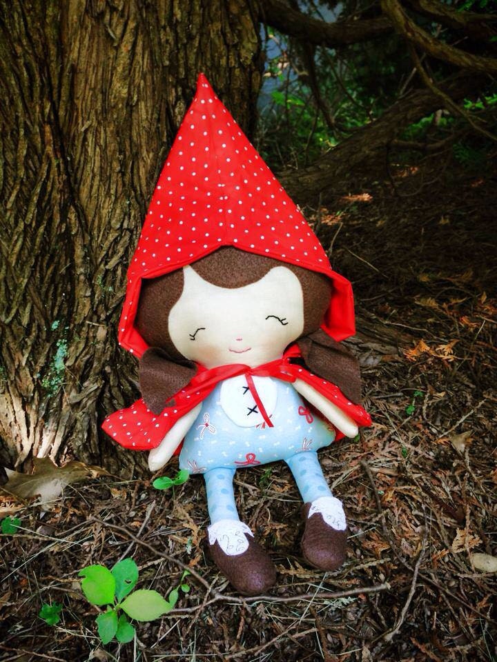 Little Red Riding Hood Doll - Blue Ribbons - Ready To Ship