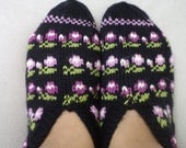 Handmade Women Slippers, Unique Turkish Knitted slippers, Authentic footwear, Stylish foot warm Traditional Socks.