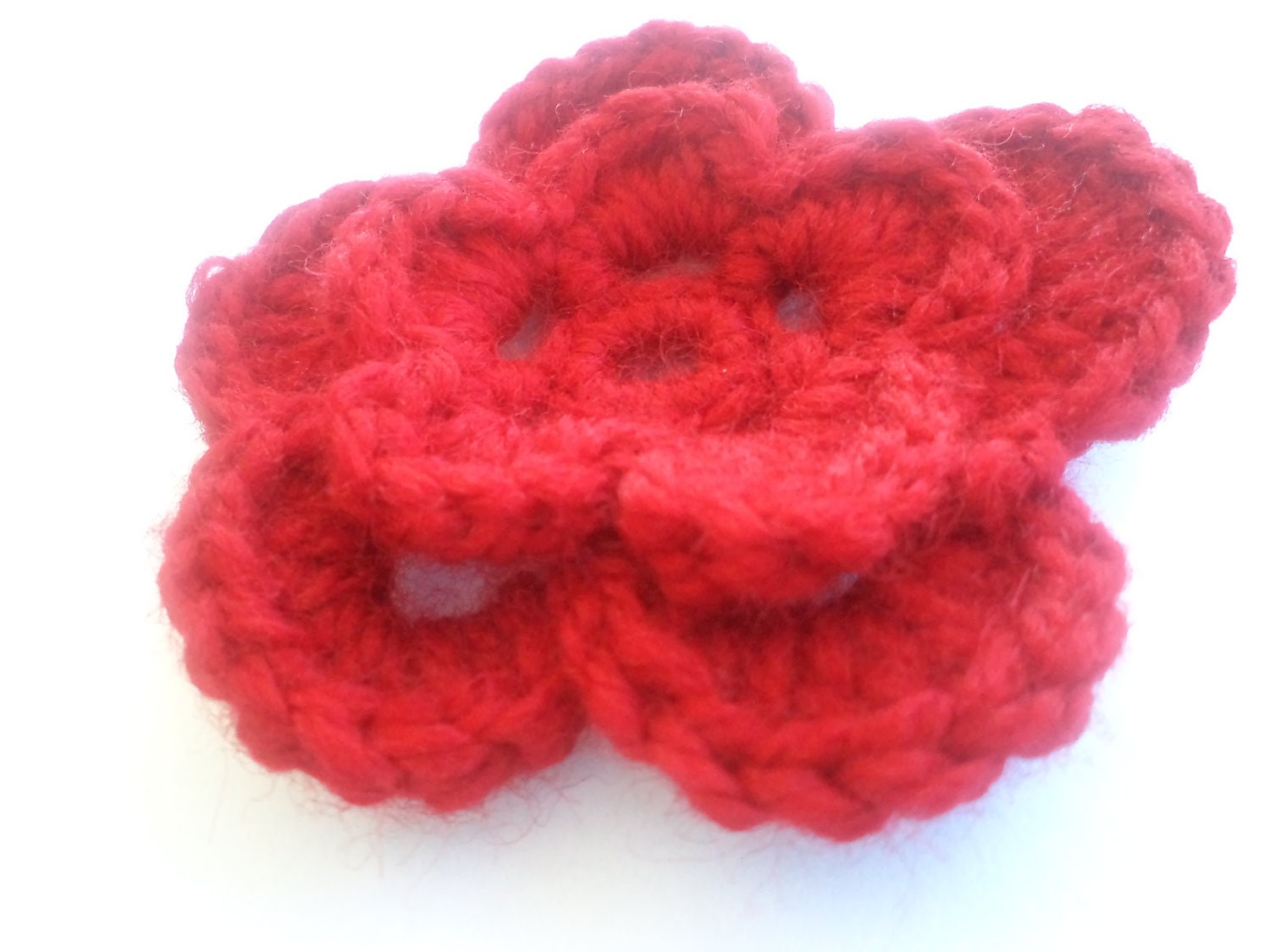 Crochet Flower Red, handmade flower, Set of 4, handmade flower,