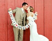 Just Married Burlap banner  - Wedding Banner - Photography shoot - Wedding GARLAND - wedding sign