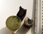 Tiny Table, Chair, and mirrored gazing ball - Miniature Garden Accents from ceramic pottery clay - Terrarium and Bonsai decor