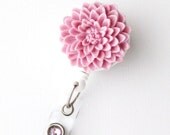 Mauve Flower - ID Badge Holder - Flower Badge Reels - Designer ID Reel - Nurse Gifts - Pretty Name Badge Clips - BadgeBlooms
