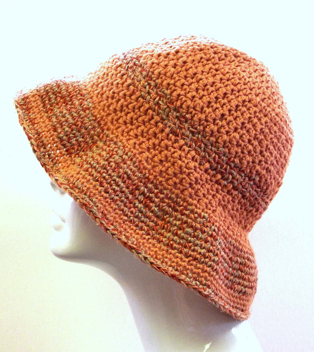 Ladies Hat, Crochet Cloche, Silk Linen Cotton, Sun Hat, Spring, Summer, Beach Apparel