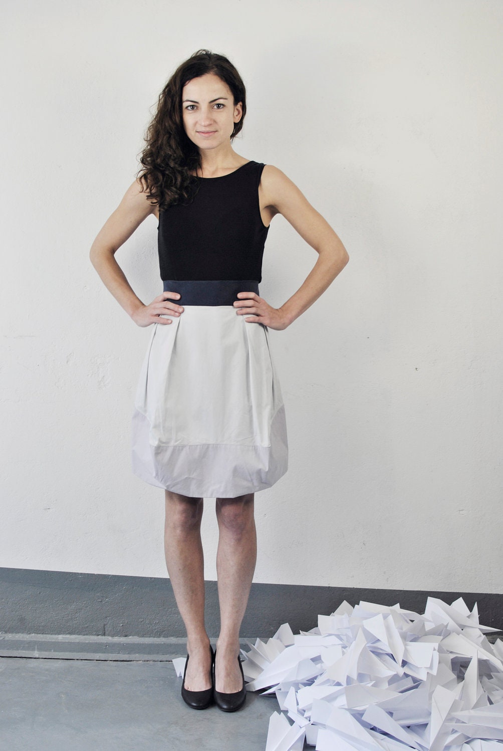 handmade pastel skirt, high waisted skirt, with lining