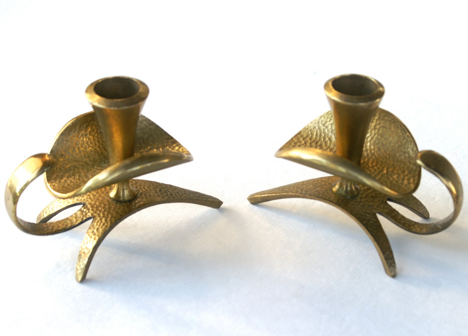 Brass Candle Stick Holders from Israel Mid Century Modern