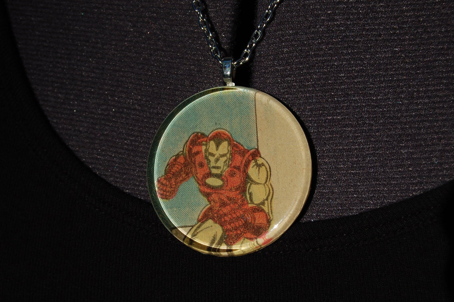 Iron Man Marvel Comic Glass Tile Necklace