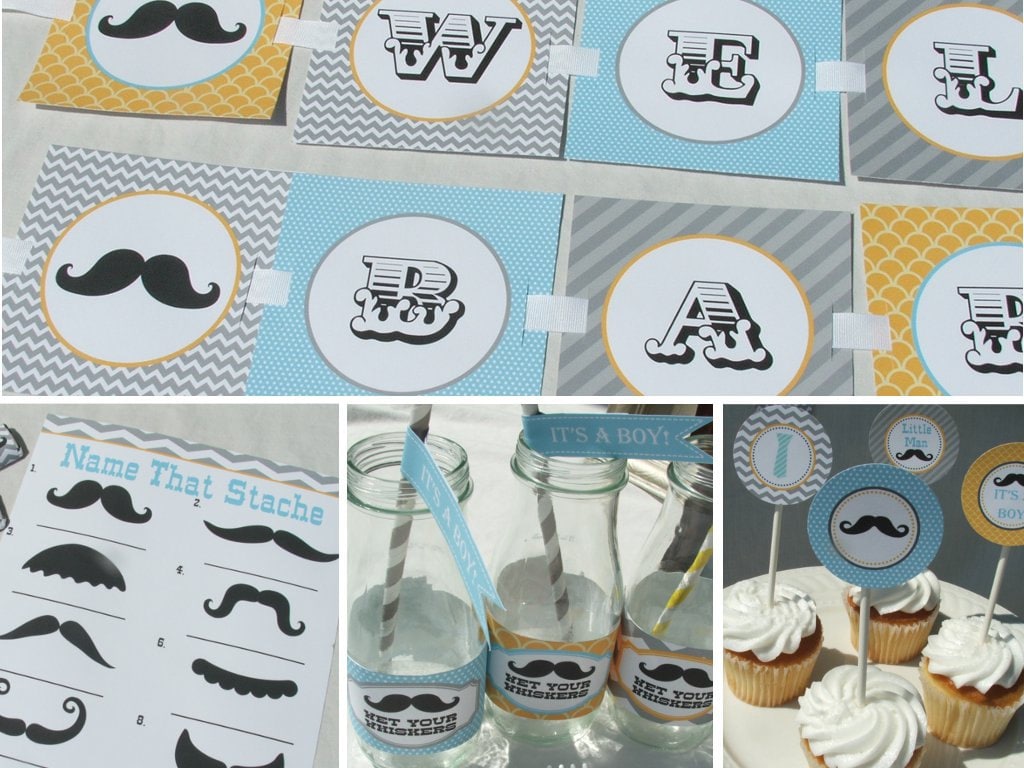 Popular items for mustache baby shower decorations on Etsy