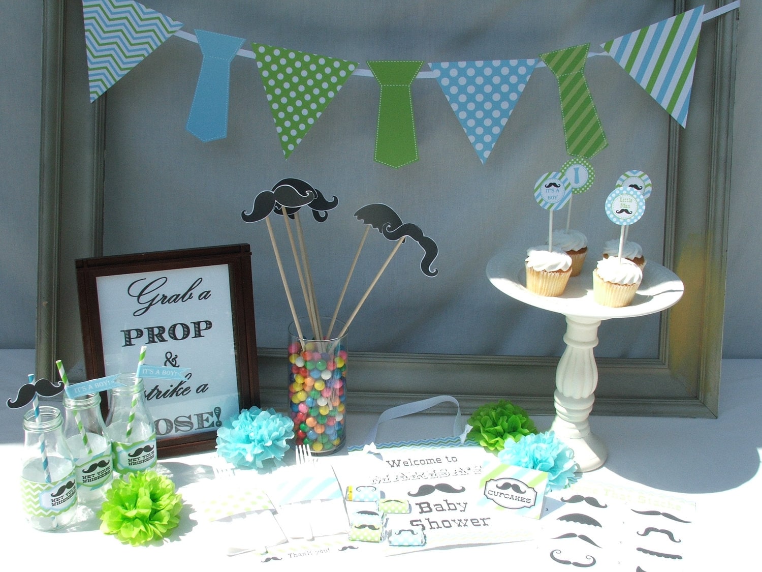 Boy Baby Shower Decorations Mustache Little Man by BusyChickadees