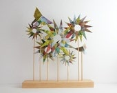 Paper Garden - Origami Sculpture - Home Decor - Flower & Butterfly - Sesame Street Recycled Book