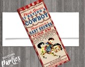 Vintage Baby cowboy rodeo themed-  western baby Shower or  Birthday invite diy print file PRINT YOUR OWN