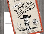 Vintage Western Baby Poster themed-  western baby girl or boy Shower or  Birthday invite diy print file PRINT YOUR OWN