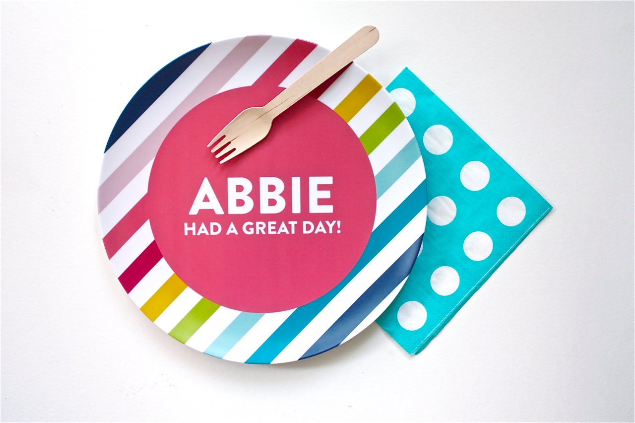 Stripe Great Day Plate - Happy