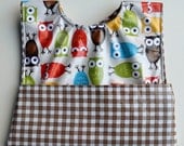 Wipeable Pocket Bib - Brown Owls