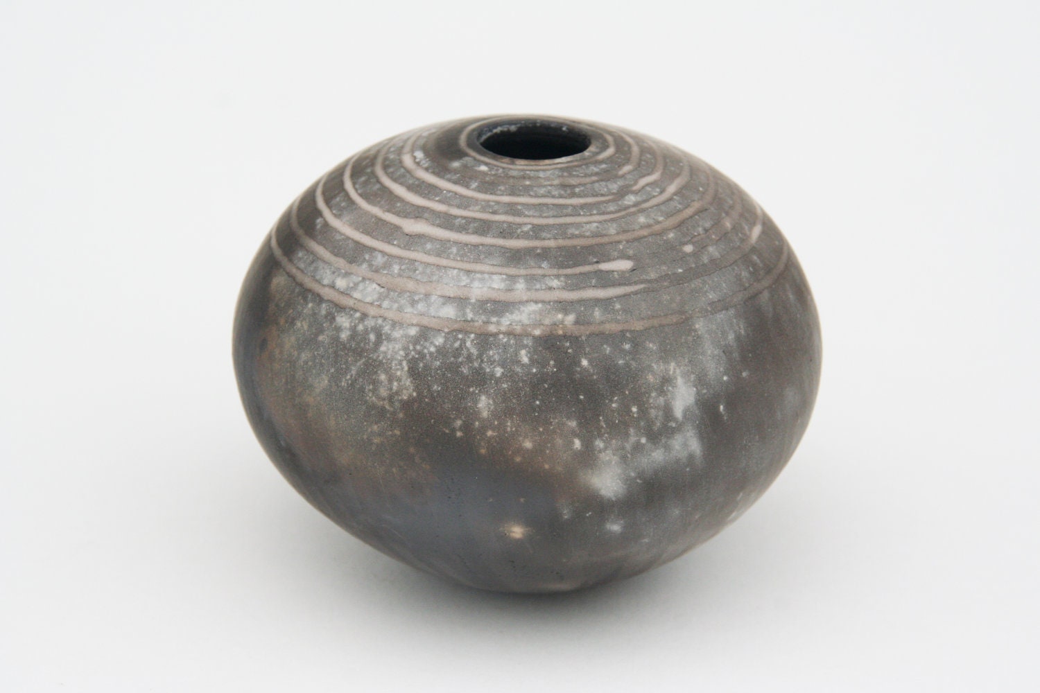 Striped Ceramic Pot - Sawdust Fired