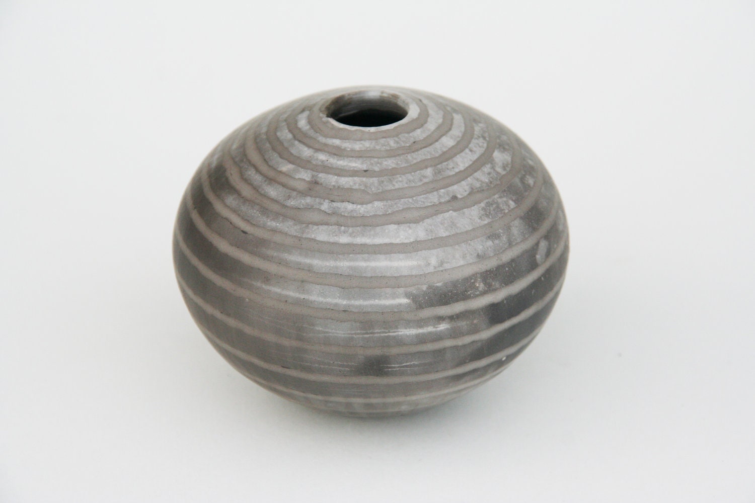 Striped Ceramic Vessel - Sawdust Fired Pot