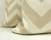 Pillows.Chevron Pillow Covers.Set of TWO 16x16. Tan and Cream.ZigZag Pillows.Decorative Throw pillows.Missoni.Printed fabric both sides