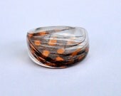 Feather Resin Ring. Resin Jewelry. Feather Jewelry. Limited Edition. Orange. Size 7 USA 17 mm.
