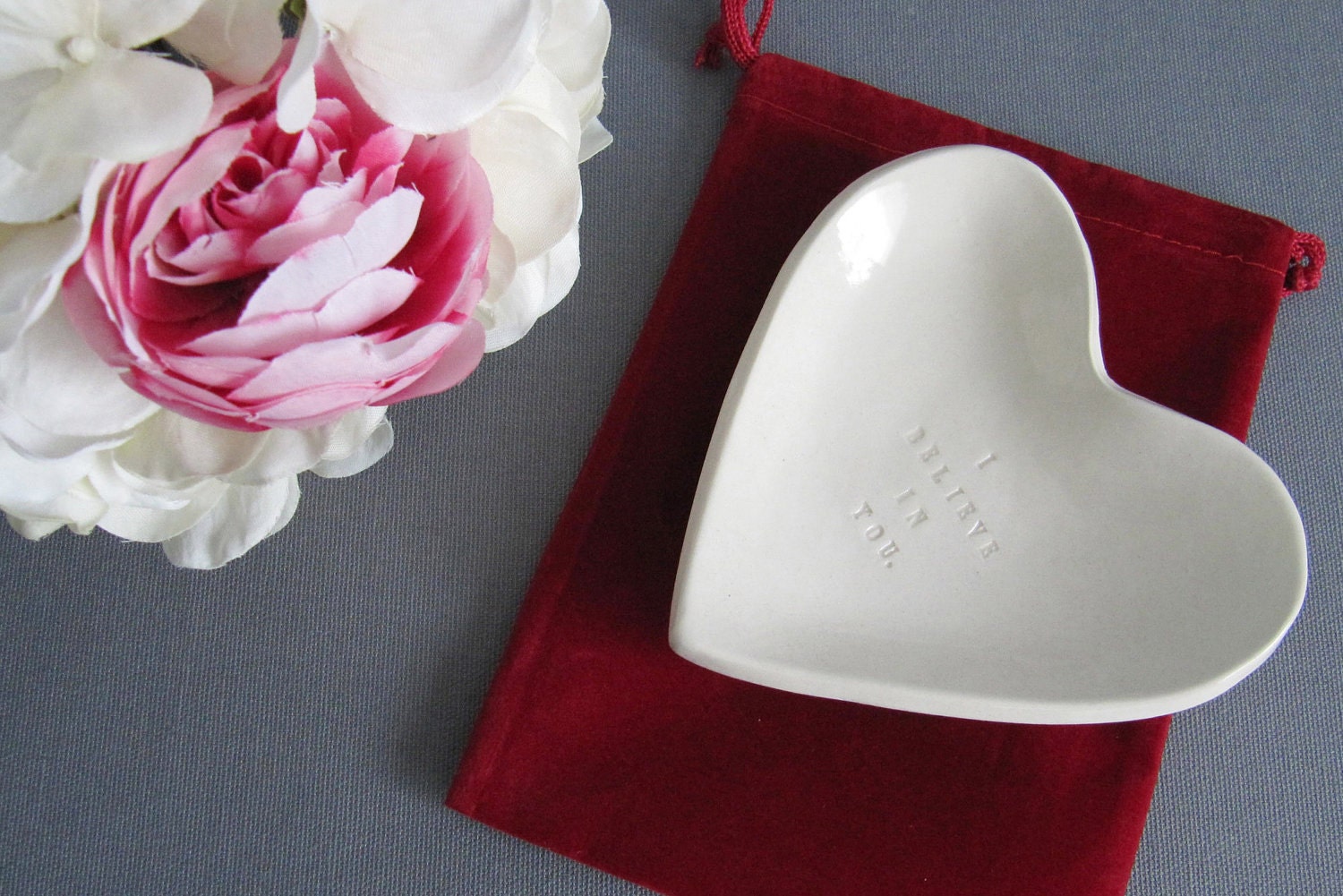 Wedding or Client Gift - Heart Shaped Bowl - Gift Packaged in a Velvet Bag