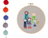 Custom family portrait of 6 - embroidered and appliqued - made to order by dandelyne