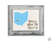 Ohio State Art Print - Custom 8x10 Illustration Home Decor Print - Home Is Where The Heart Is