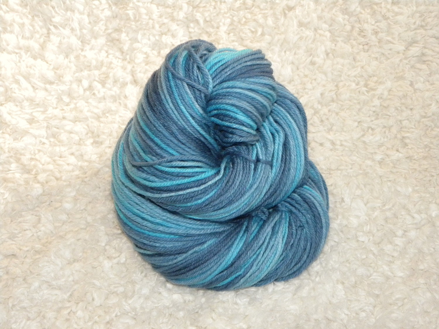 Hand Dyed yarn, Worsted Weight, 100% Superwash Merino Wool, 100g/230 yards- 'Whale Watch'