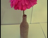 Three (3) Decorative Hand Wrapped Twine Glass Wine Bottles