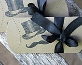 Retro Vintage Inspired Top Hat & Mustache Pillow Box Gift Favors-Set of 10