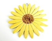 Ceramic Sunflower Wall Decoration Yellow Pottery Ornament Brown Dots - Ceraminic