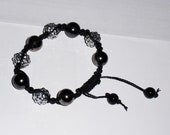 Adjustable Knotted Rhinestone & Gunmetal Friendship Bracelet