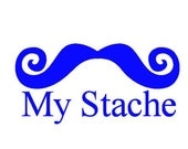 My Stache - Vinyl Mustache Decal - Curly Handlebar Moustache- DARK BLUE