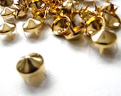 100 1/2" GOLD Cone Studs - Big Chunky low rise spike cone studs - Ships quickly from US