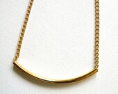 Gold Straw Necklace - Thin Straw Tube on adjustable Gold-Plated Chain