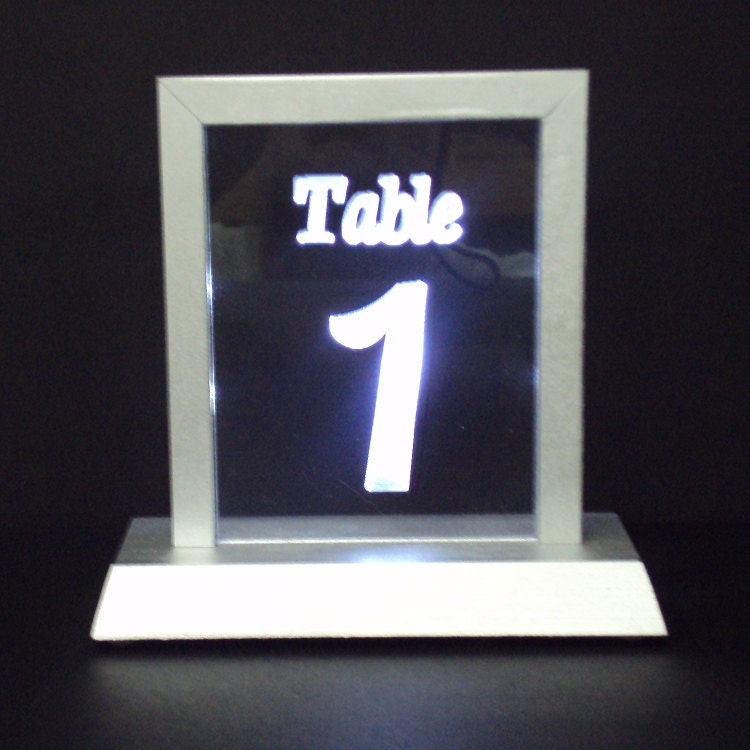 Items similar to Custom Etched Acrylic Lighted Table Numbers on Etsy
