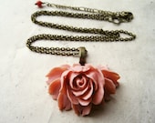 Pink Rose Necklace. Spring Jewelry. Flower Pendant Necklace, Blush Pink Necklace. Resin Flower Necklace, Pink Floral Jewelry.