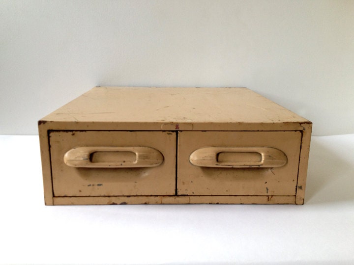 Two Drawer Tan Metal File