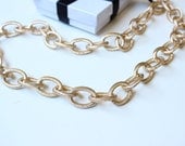 Long Gold Textured Chain Necklace